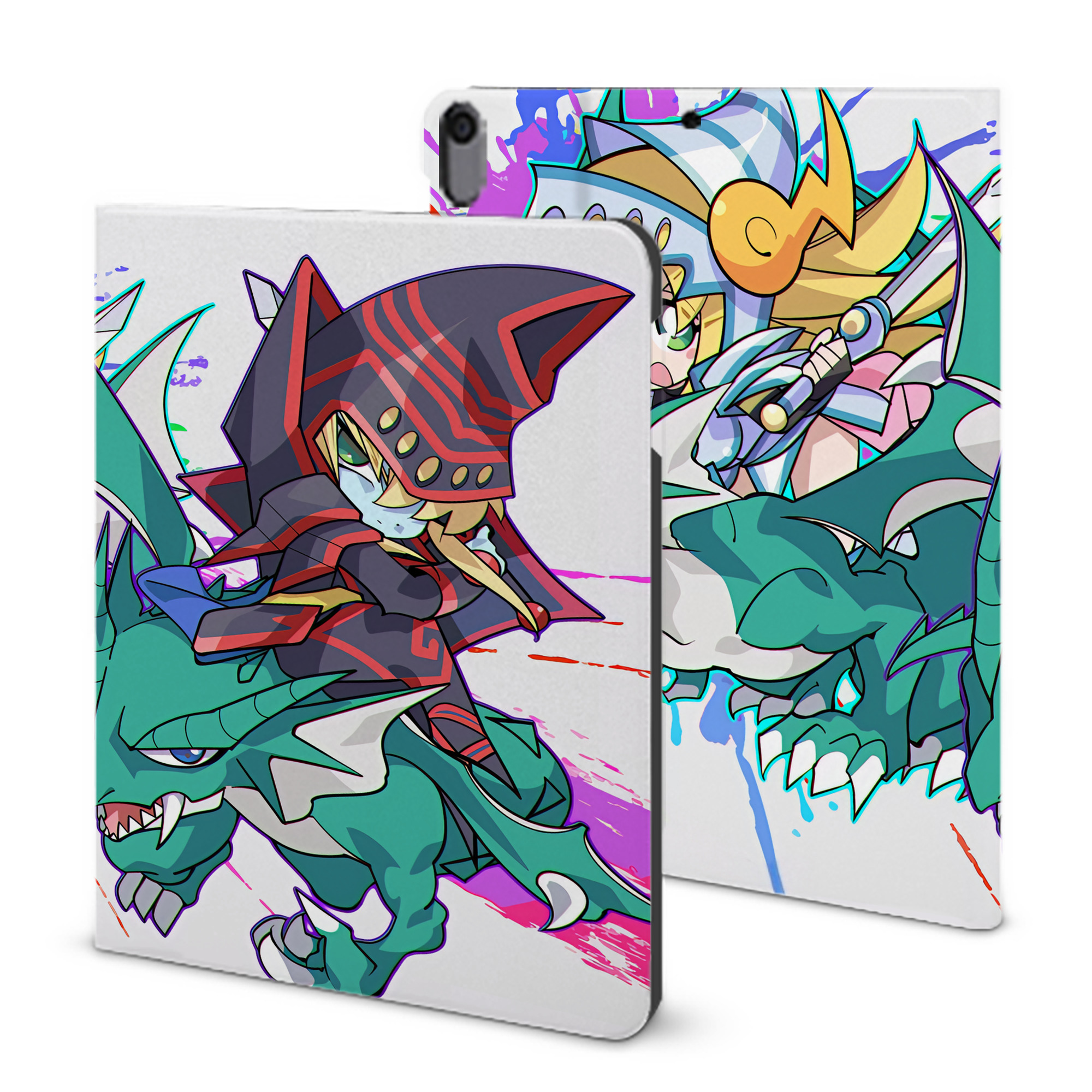 （画像用） 遊☆戯☆王 Yu-Gi-Oh! IPad ケース ブック型 PUレザー TPU 耐衝撃 軽量 薄型 ペン収納なし 全面保護 IPad 各モデル対応